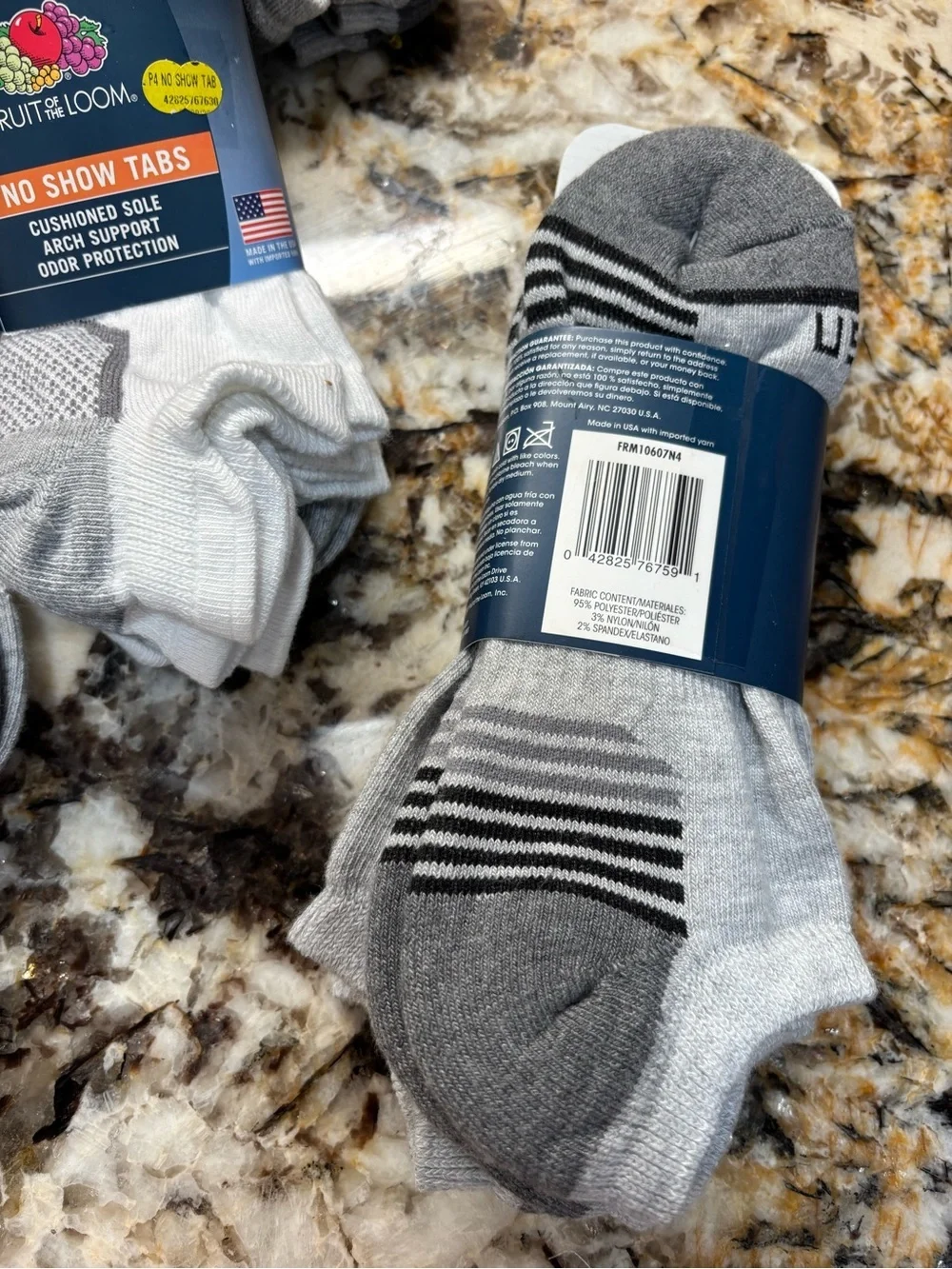 Fruit of the Loom Men's 4-Pack No-Show Tab Socks - Gray & White bundle of 8